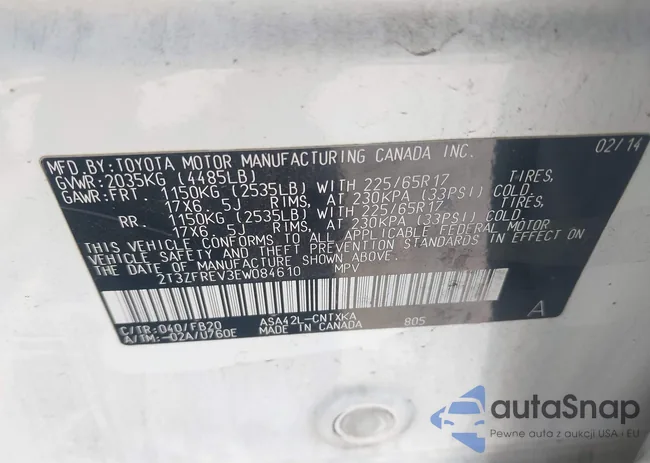 2T3ZFREV3EW084610: 42905877