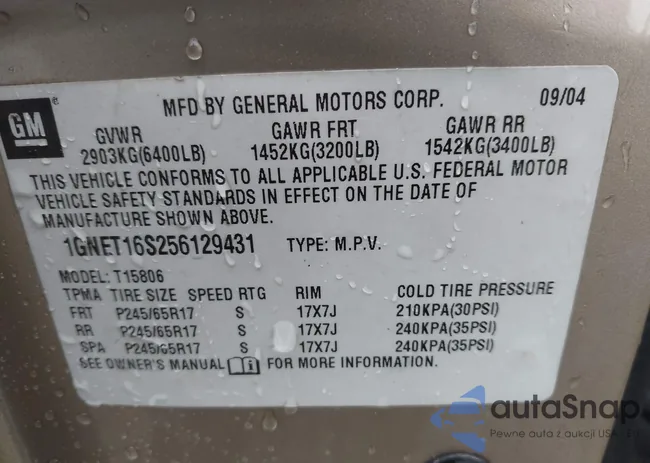 1GNET16S256129431: 42905423