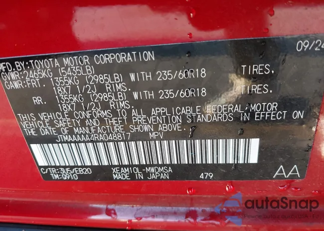 JTMAAAAA4RA048817: 43904884