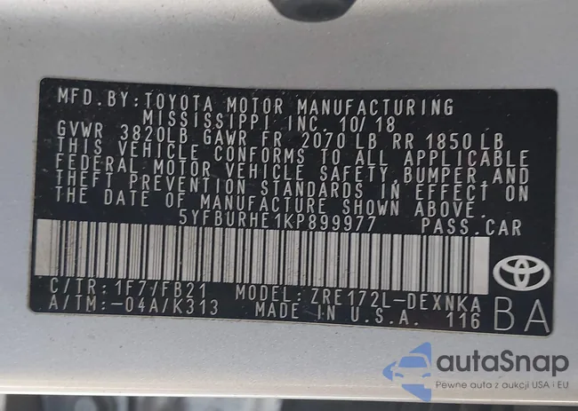 5YFBURHE1KP899977: 43904980