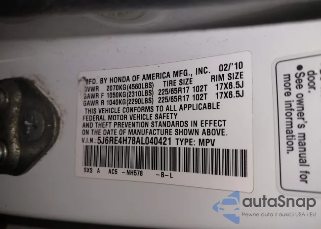 5J6RE4H78AL040421: 43905039