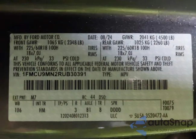 1FMCU9MN2RUB30391: 43905050