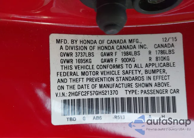 2HGFC2F57GH521370: 43905067