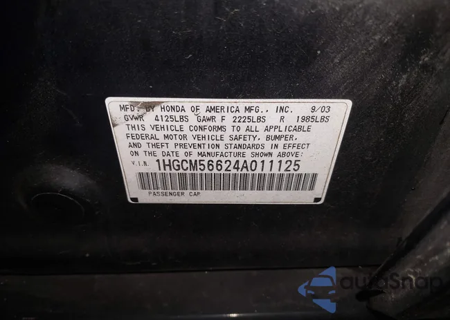 1HGCM56624A011125: 43905100