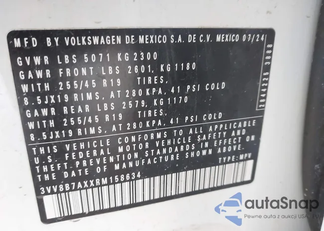 3VV8B7AXXRM158634: 43905161