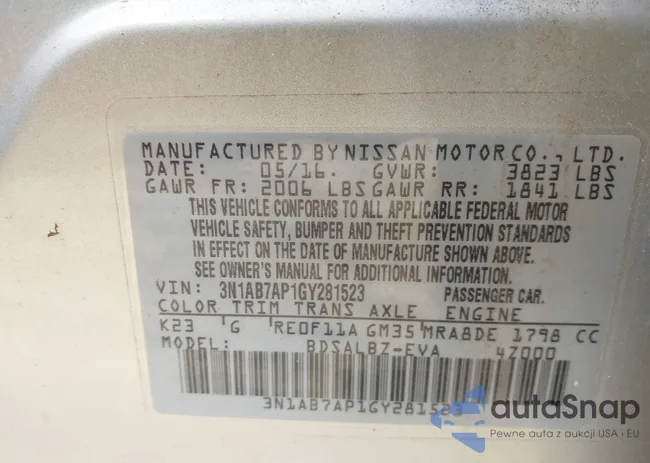 3N1AB7AP1GY281523: 43905234