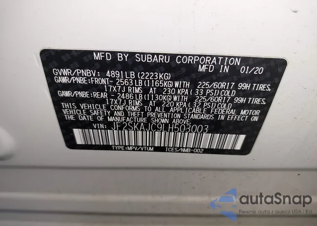 JF2SKAJC9LH503003: 43905319