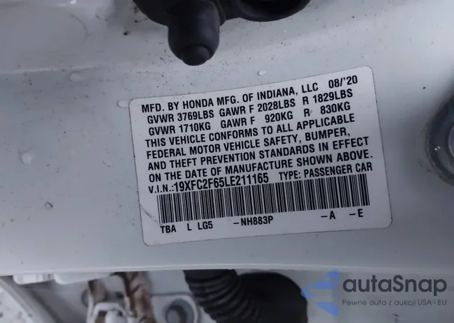 19XFC2F65LE211165: 43905365