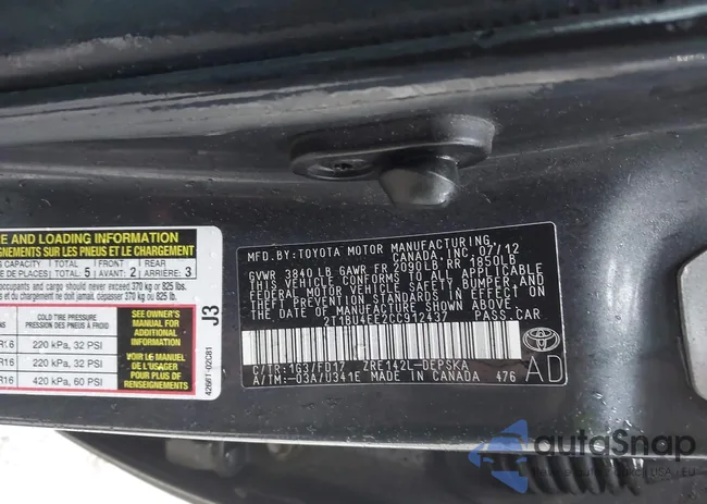 2T1BU4EE2CC912437: 43905368