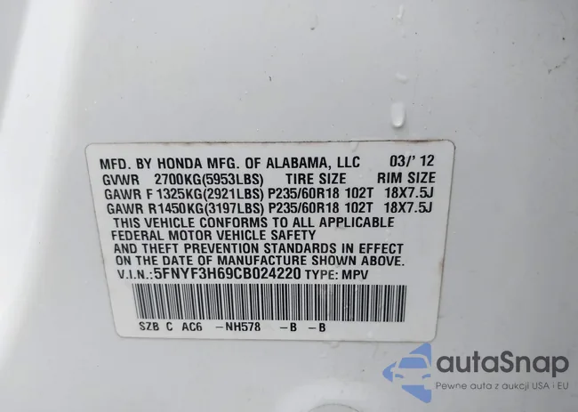 5FNYF3H69CB024220: 43904496