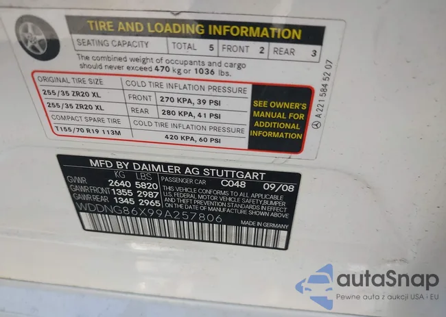 WDDNG86X99A257806: 43904515