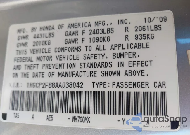 1HGCP2F88AA038042: 43904556