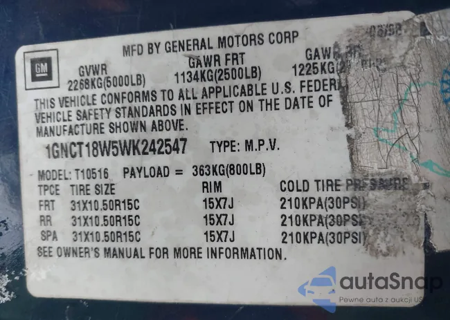 1GNCT18W5WK242547: 43904568