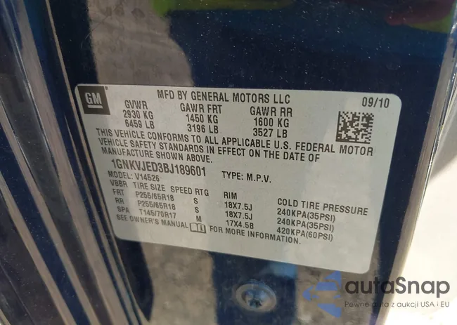 1GNKVJED3BJ189601: 43904573