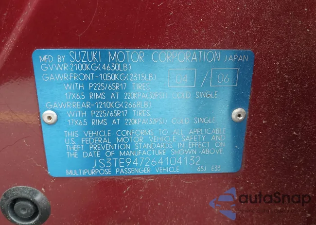 JS3TE947264104132: 43904622