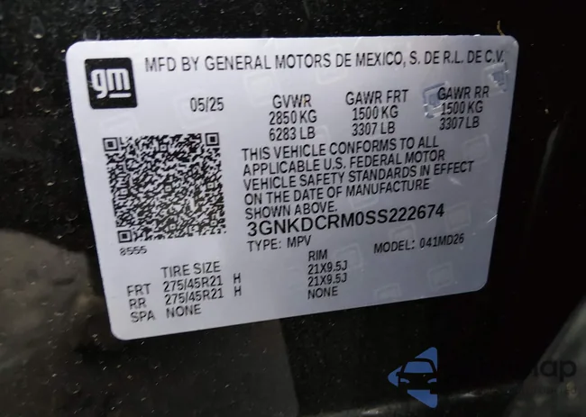 3GNKDCRM0SS222674: 43904681