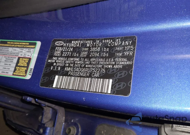 KMHLS4DG6RU752275: 43904695