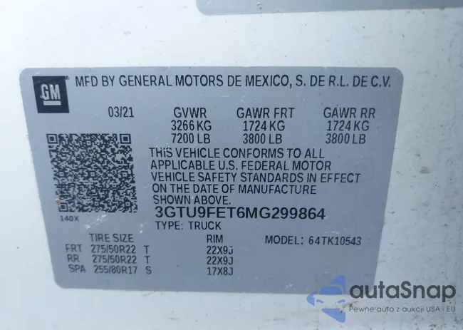 3GTU9FET6MG299864: 43904818