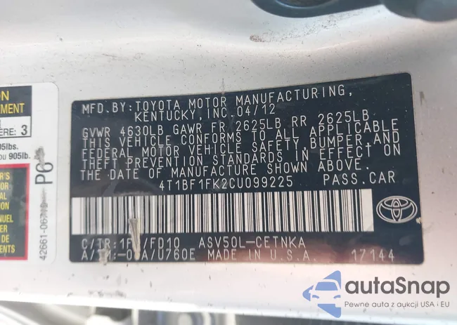 4T1BF1FK2CU099225: 43904837