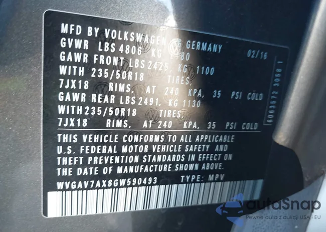 WVGAV7AX8GW590493: 43905886