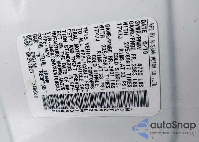 JN8AT2MV3LW104825: 43905938