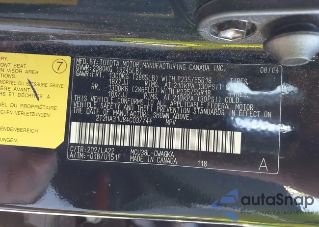 2T2HA31U84C037744: 43906320