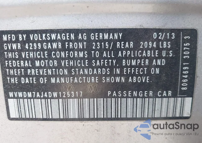 WVWDM7AJ4DW125317: 43905445