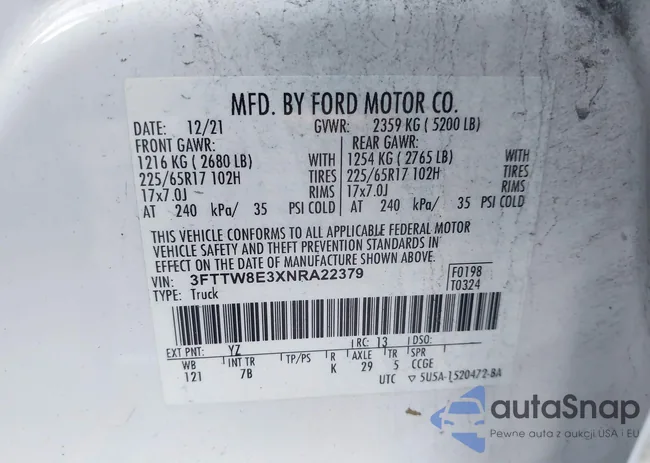 3FTTW8E3XNRA22379: 43905539