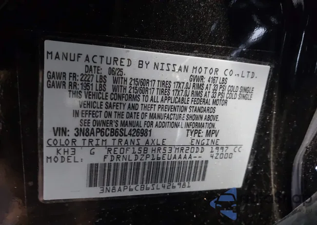 3N8AP6CB6SL426981: 43905656