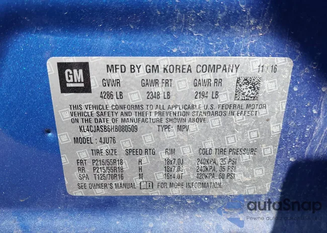 KL4CJASB6HB080509: 43906845