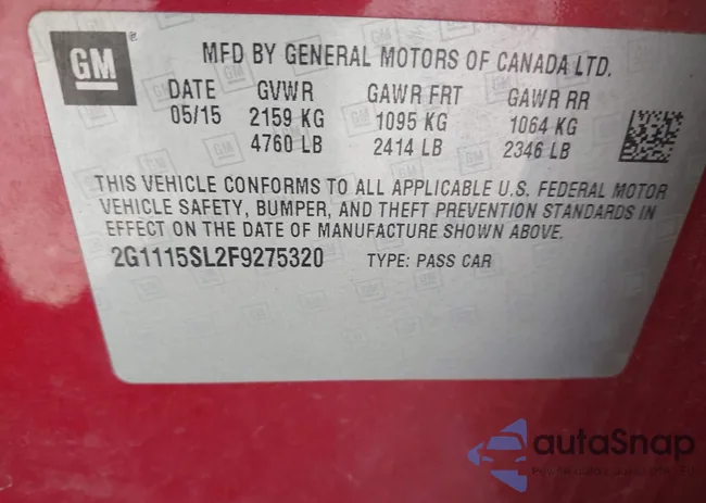 2G1115SL2F9275320: 43906882