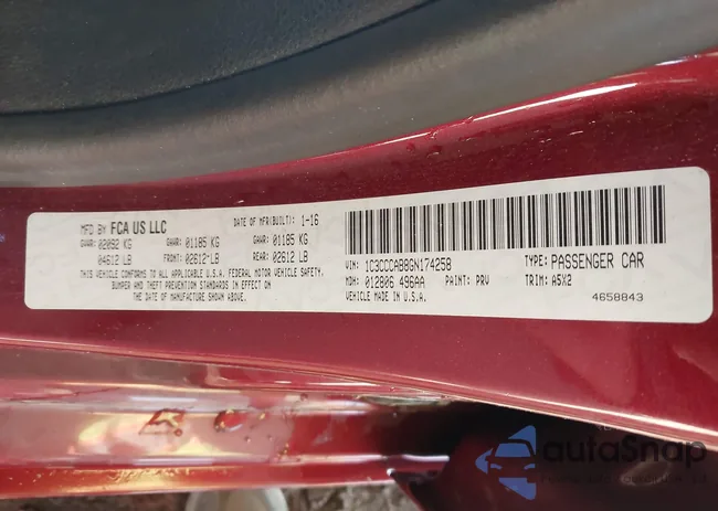 1C3CCCAB8GN174258: 43906936