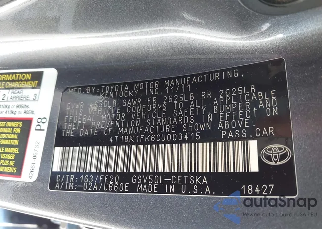 4T1BK1FK6CU003415: 43907092