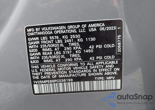 1V25MPE86PC036199: 43907270