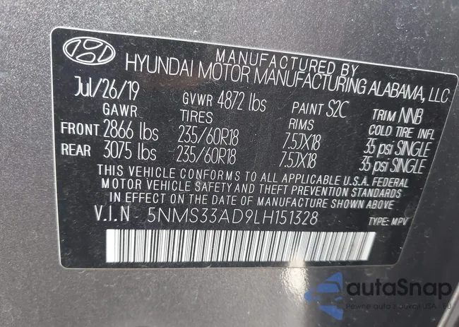 5NMS33AD9LH151328: 43907281