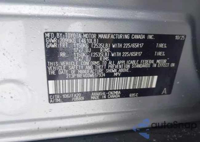 2T3P1RFV0SW617934: 43907321