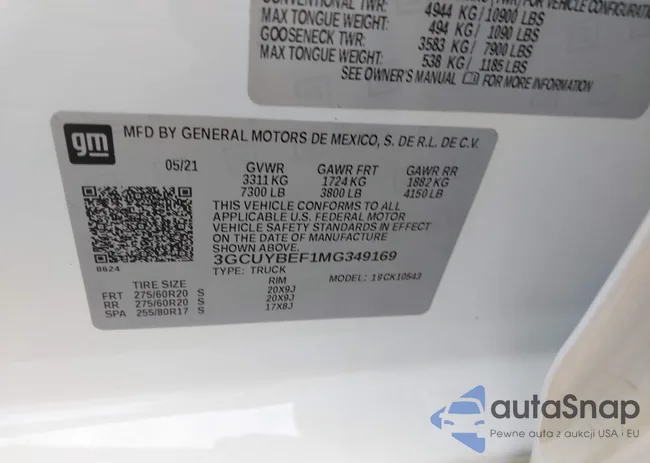 3GCUYBEF1MG349169: 43907402