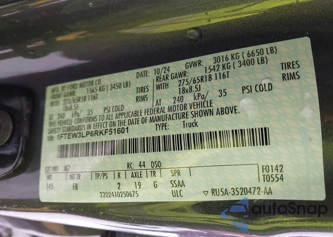 1FTEW3LP6RKF51601: 43906461