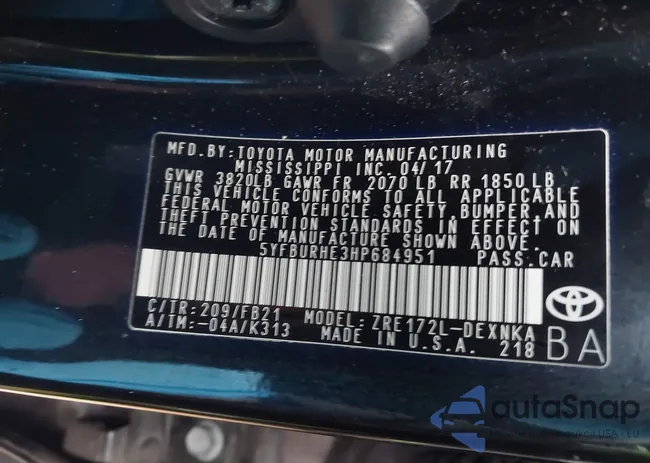 5YFBURHE3HP684951: 43906697