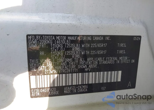 2T3W1RFV7RC281111: 43906703