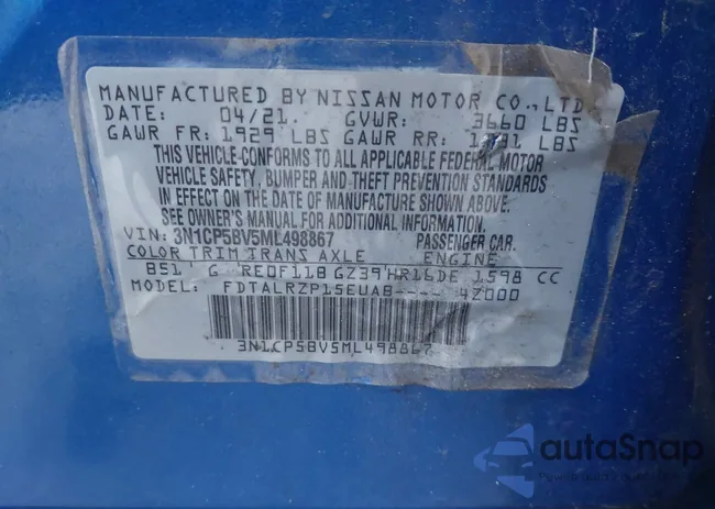 3N1CP5BV5ML498867: 43906749