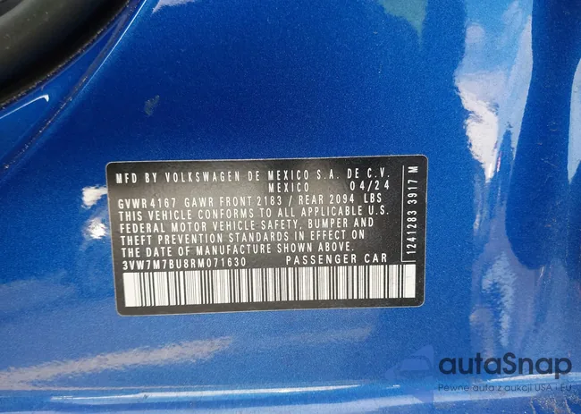 3VW7M7BU8RM071630: 43906754