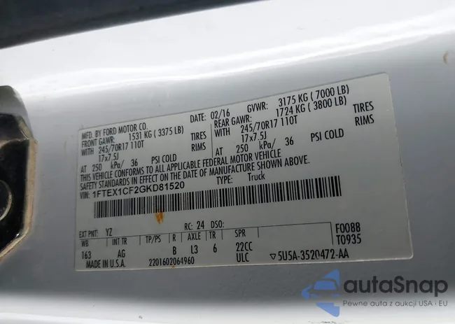 1FTEX1CF2GKD81520: 43907879