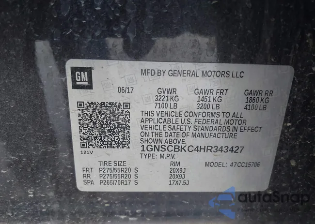 1GNSCBKC4HR343427: 43907938