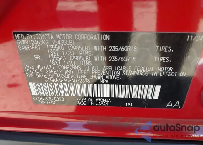 JTMAAAAA8RA052398: 43908037