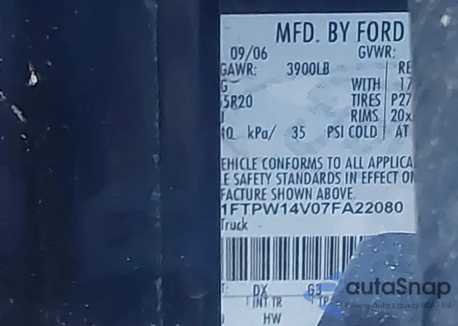 1FTPW14V07FA22080: 43908401