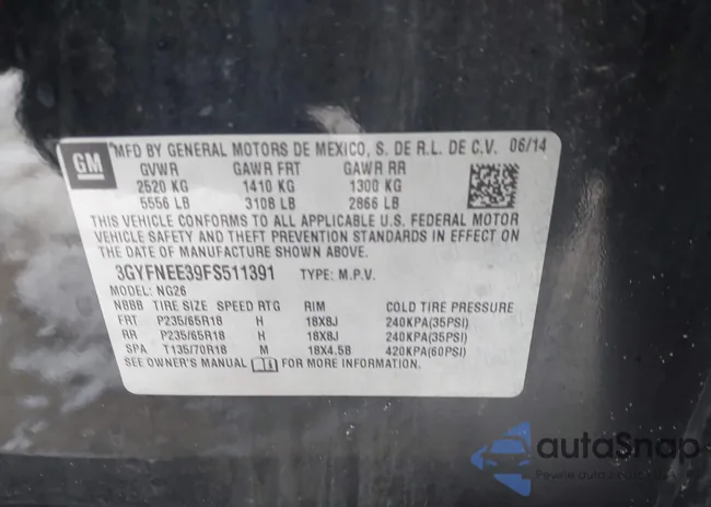 3GYFNEE39FS511391: 43907525