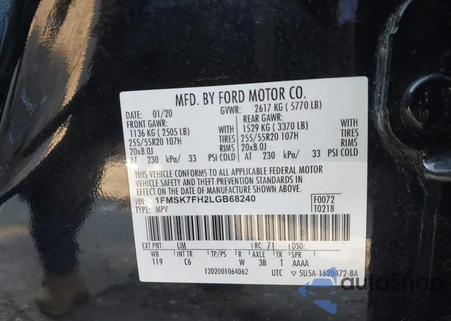 1FMSK7FH2LGB68240: 43907531