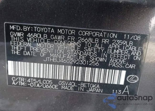 JTHBJ46G292301256: 43907656