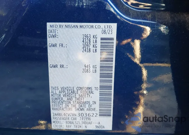 1N4BL4CV7RN303622: 43907663